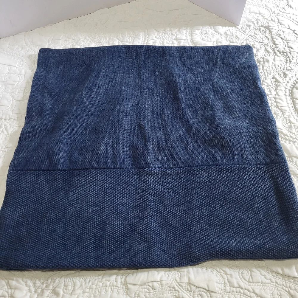 West Elm Lush Velvet Blue Pillow Cushion Cover 24x24 Contemporary Zipper